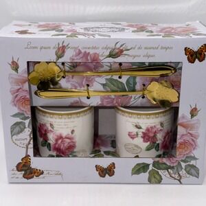 Kent Pottery OS Rose Floral Espresso Set Shabby Chic Cottagecore Vintage Style
